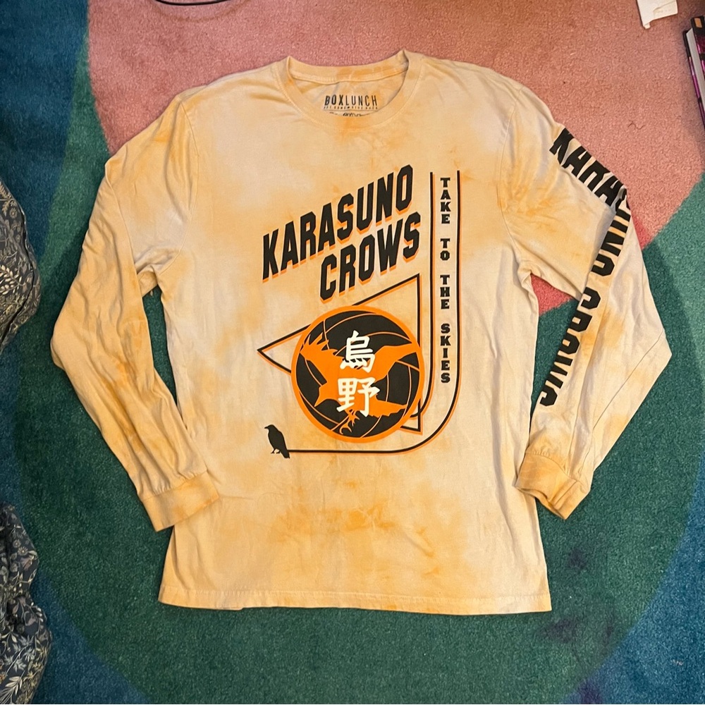 Boxlunch Haikyuu!! Volleyball Anime Long Sleeve Shirt Crows Orange Tie Dye Large